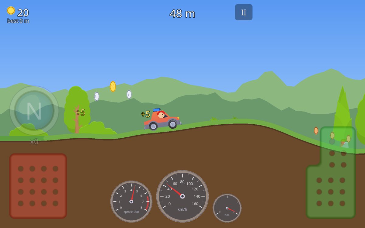 The countryside map with the on-screen pedals