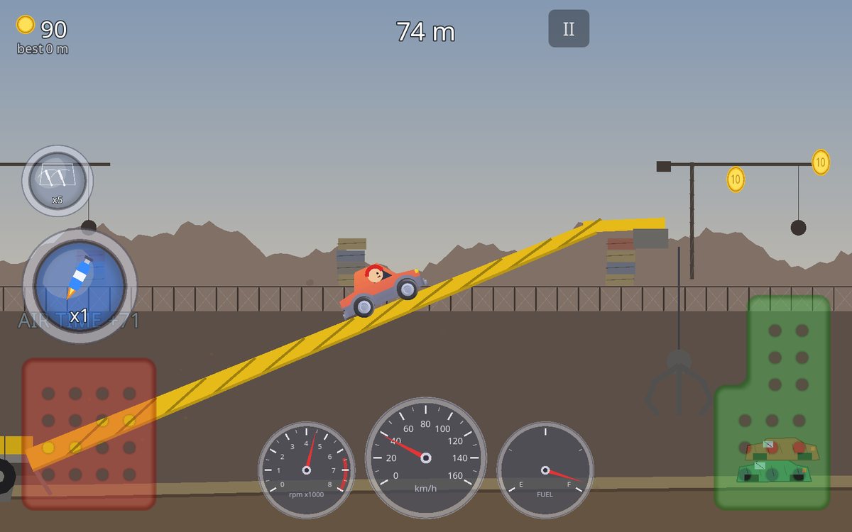 A sedan climbing the arm of a yellow yard crane, a claw on a cable hanging over stacked crushed cars